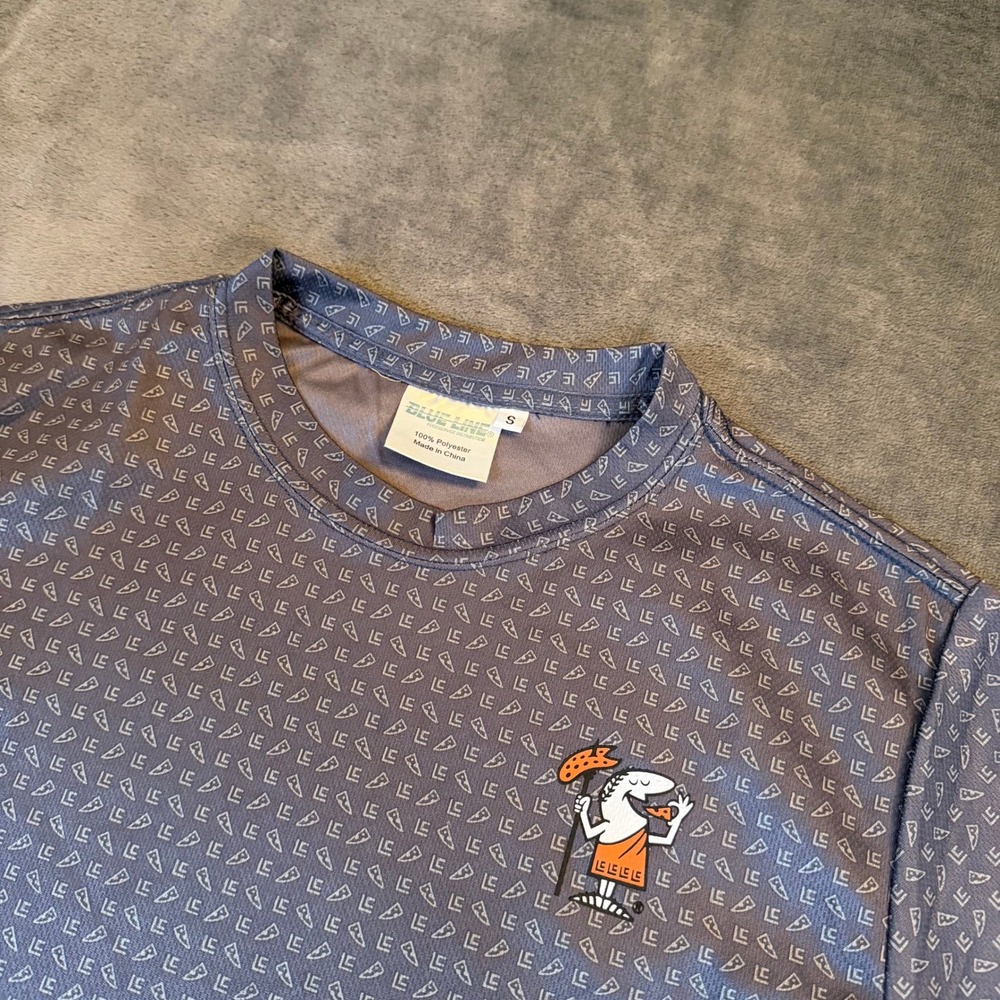Little Caesars Blue Line T Shirt Mens Small Gray Pizza Logo Performance